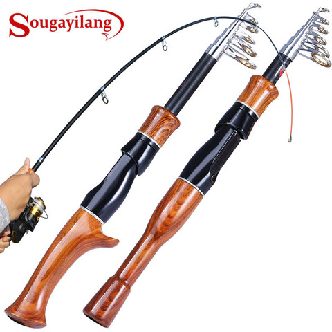 Sougayilang Telescopic Fishing Rod 1.6M Cork Handle Spinning/Casting Fishing Role Carbon Fiber Protable Travel Fishing Rod Pesca ► Photo 1/6