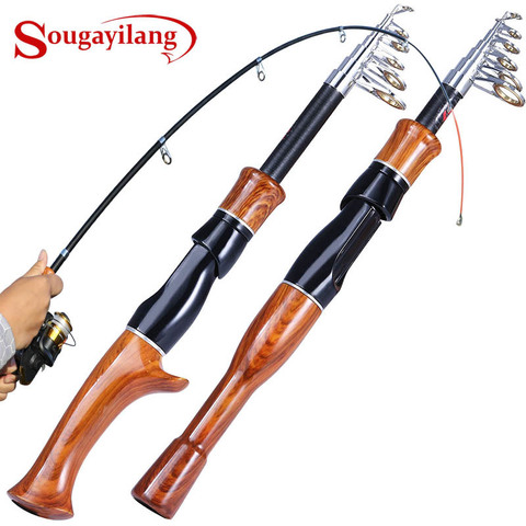 Sougayilang Telescopic Fishing Rod Ultralight Spinning/Casting Carbon Fiber  1.6m Fishing Rods