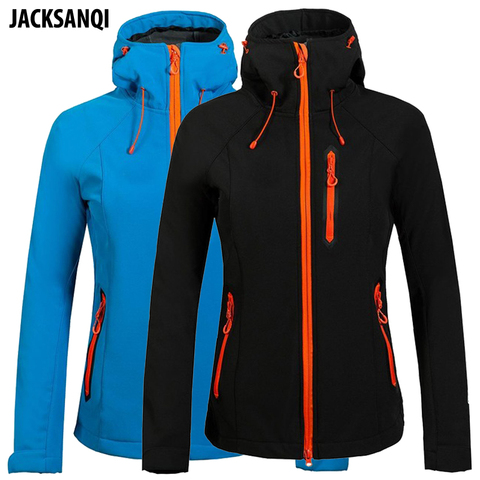 JACKSANQI Women's Hiking Softshell Fleece Jackets Outdoor Sports Windproof Climbing Camping Trekking Running Female Coats RA378 ► Photo 1/6