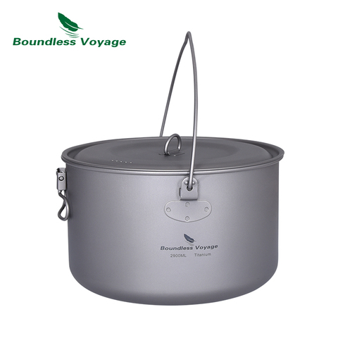 Boundless Voyage 2900ml Big Capacity Titanium Camping Pot  Outdoor Hanging Pot Portable Camping Picnic Water Cup Kettle Ti15120A ► Photo 1/6