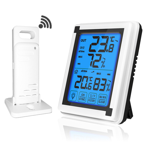 Touch Screen Digital Wireless Weather Station  + Outdoor Weather Forecast Sensor Backlight Indoor Outdoor Thermometer Hygrometer ► Photo 1/5