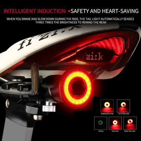 Smart Bicycle Rear Light Auto Start/Stop Brake Sensing IPx6 Waterproof USB Charge cycling Tail Taillight Bike LED Light ► Photo 1/6