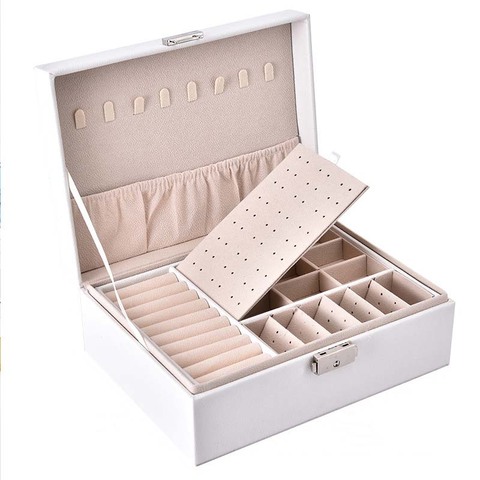 2022 New PU Leather Jewelry Storage Box Portable Double-Layer Packaging Box European-Style Multi-Function Winter Gift ► Photo 1/6