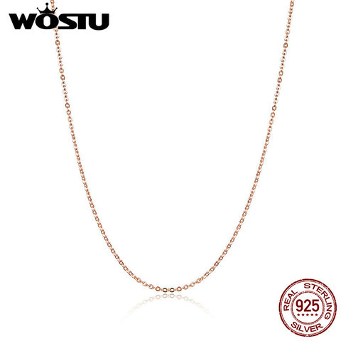 WOSTU 925 Sterling Silver Rose Gold Beaded Necklace Chain For Pendant Necklace 45 cm For Women DIY Jewelry Accessories CQA014 ► Photo 1/6