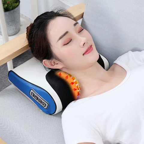 Neck Massager roller Cervical spine Massager Waist Shoulder Back Electric Multifunction Massage Pillow chair Full Body Cushion ► Photo 1/6