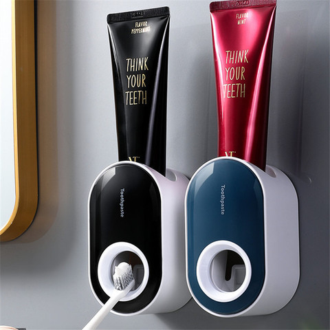 Wall Mount Automatic Toothpaste Dispenser Bathroom Accessories Set Toothpaste Squeezer Dispenser Bathroom Toothbrush Holder ► Photo 1/5