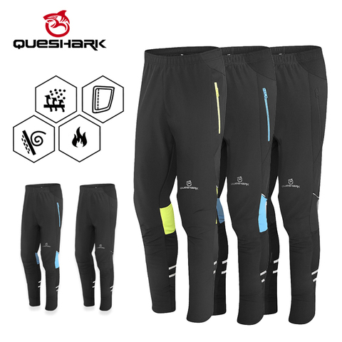 QUESHARK Men Waterproof Sports Cycling Pants Winter Fleece Warm Bicycle Long Pants Reflective Riding Trousers MTB Bike Pants ► Photo 1/6