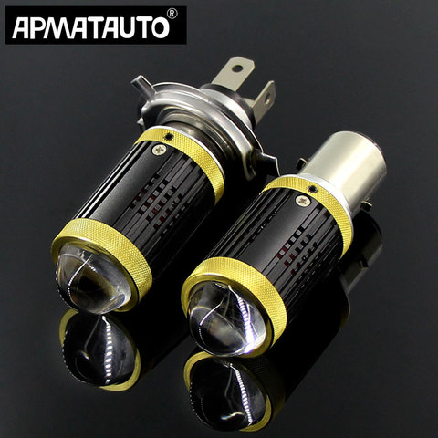 1pcs H4 HS1 LED Moto H6 BA20D LED Lens Motorcycle Headlight Bulbs White Yellow Hi Lo Lamp Scooter Accessories Fog Lights DC 12V ► Photo 1/6