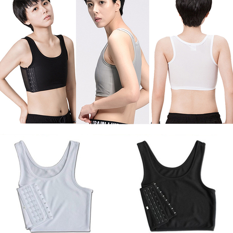 Fashion Women's Les Tomboy Slim Fit Short Vest Chest Binder Tops Plus Size  Tomboy Bra Intimates Breathable Buckle Breast Binder