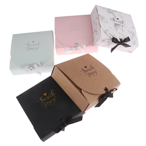 1pcs Creative Simple marble style Gift box Kraft Paper DIY gift bag Candy box Party Supplies Valentine's Day Gift 16.5*16.5*5cm ► Photo 1/6