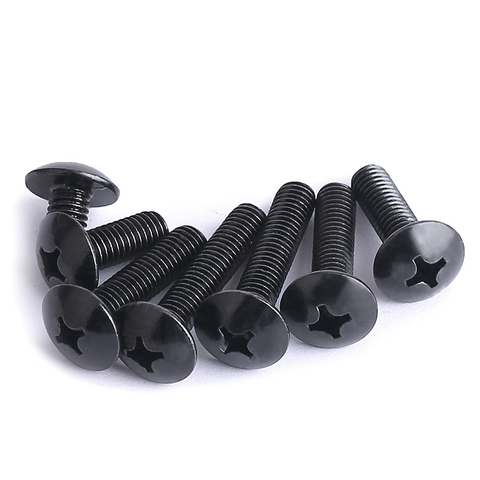 M3 M4 M5 Phillips Corss Recessed Truss Big Head Machine Screw Threaded Round Mushroom Head Bolt Black Steel ► Photo 1/6