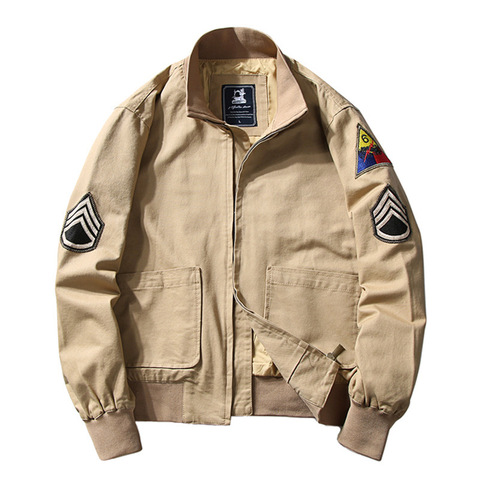 2022 Brad Pitt Fury WW2 Tanker Khaki Spring Military Cotton Bomber Jacket Lightweight Men's Cotton Tanker Jacket ► Photo 1/6