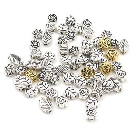 Mixed Flower Leaf Tibetan Silver Color Loose Spacer Metal Beads For Jewelry Making Needlework Beadwork Diy Accessories Wholesale ► Photo 1/1