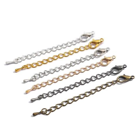 10Pcs/lot Stainless Steel Necklace Extension Chain Lobster Clasp Extended  Chains For DIY Jewelry Making Supplies Accessories