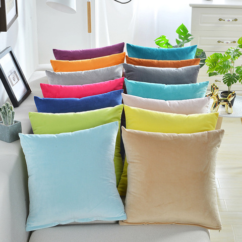 Solid Velvet Pillow Cushion Cover Home New Year Decorative 40*40/45*45/50*50/55*55/60*60cm Kussenhoes Housse de Coussin Cojines ► Photo 1/6