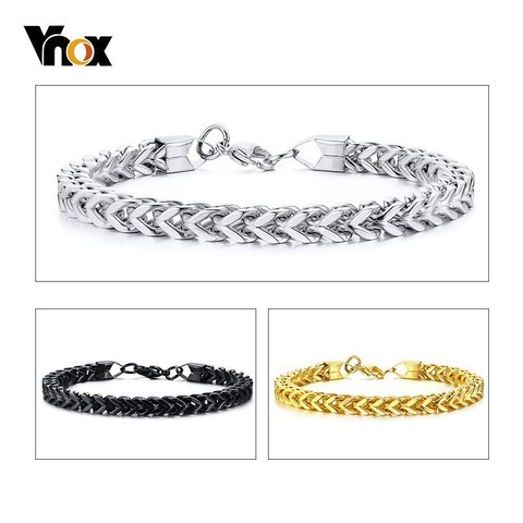 Vnox 3 Colors Interlocked Curb Link Chain Bracelets for Men Stainless Steel Casual Male Jewelry ► Photo 1/6