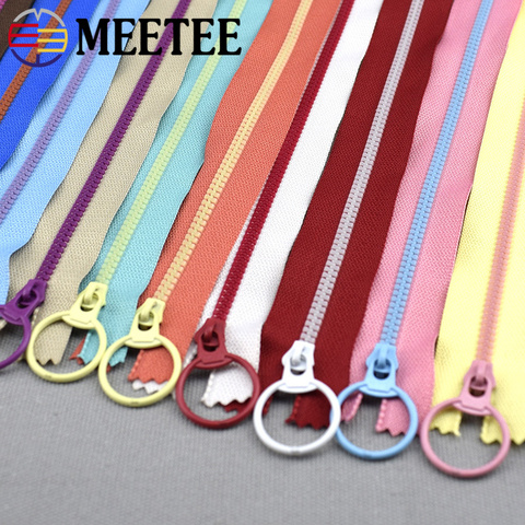 10Pcs Meetee 15-40cm 3# Closed End Resin Zippers Pull Ring Zip Slider Head for Sewing Bags Wallet Purse Cloth Accessories Crafts ► Photo 1/6