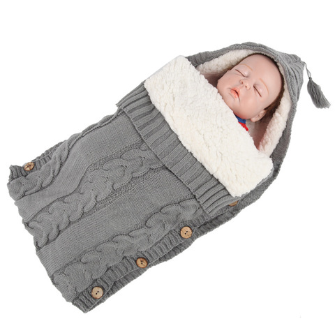 Warm Thick Knitted Baby Robes Sleeping Bag Cute Winter Baby Clothing Sleepwear For Girls Boys Sleeper 0-12 months ► Photo 1/6