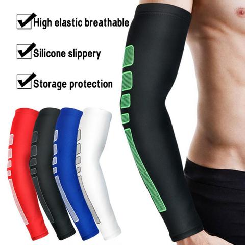 1Pcs Breathable Quick Dry UV Running Arm Sleeves Basketball Elbow Pad Fitness Armguards Sports Cycling Arm Warmers 7 ► Photo 1/6