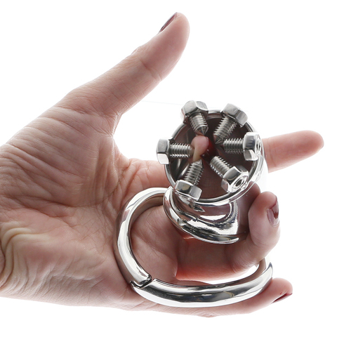 CBT CHASTITY FLOWER OF THORNS Stainless Steel Chastity Cage With With arc-shaped Cock Ring BDSM toys Bondage Fetish cock toys ► Photo 1/6