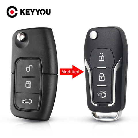 KEYYOU 3 Button Modified Flip Folding Remote Control car Key Shell Case for Ford Focus 2 3 mondeo Fiesta key Fob Case ► Photo 1/6