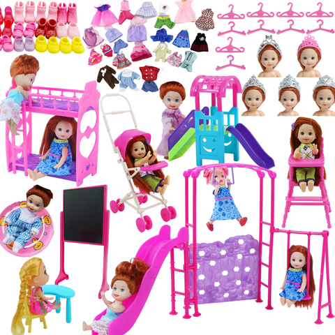 Nursery Pretend Play Toy Baby Bed Chair Doll Furniture Clothes Shoes for Barbie Doll Kelly Dollhouse Accessories Girl Toy Set ► Photo 1/6