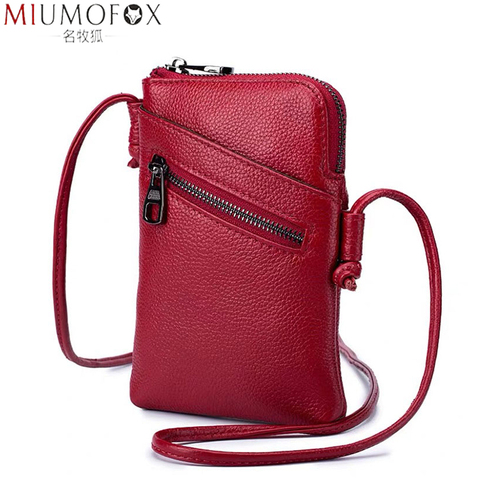 Girl's Mini Mobile Phone Bag 2022 New Women Party Shoulder Bags Genuine Leather Stylish Vertical Style Crossbody Bag Versatile ► Photo 1/6