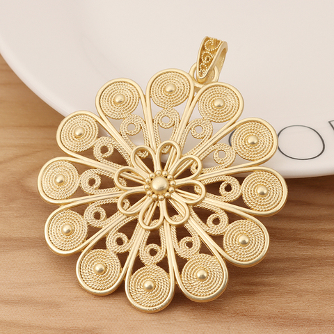 1 Piece Matte Gold Large Flower Charms Pendants for Necklace Jewellery Making Accessories 60x60mm ► Photo 1/3