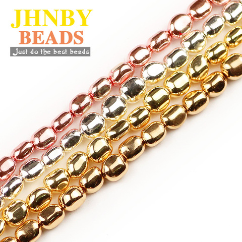 JHNBY Irregular Shape Hematite 5~8mm Gold Silvers Natural Stone Spacer loose Beads For Jewelry Making Diy Bracelet necklace 15'' ► Photo 1/6