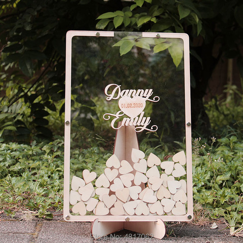 Wedding Guest Book Drop Box - Guest Book Frame - Wedding Guestbook Alternative - Drop Heart Guestbook - Guest Book Heart ► Photo 1/6