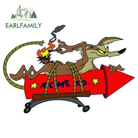 EARLFAMILY 13cm x 8.8cm Cartoon Car Sticker FOR Wile E Coyote ACME Rocket Vinyl Decal Anime Car Styling Waterproof Accessories ► Photo 1/6