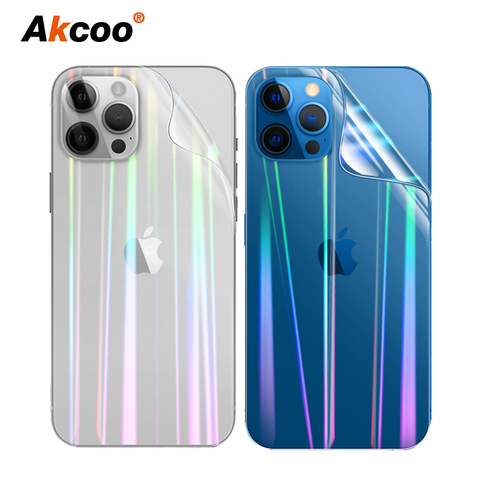 Akcoo for iPhone 12 Aurora Back Film Super Anti-Scratch for iPhone12 Pro Max Mini XS 11 7 8 6S Rainbow Rear  Protective Film ► Photo 1/6