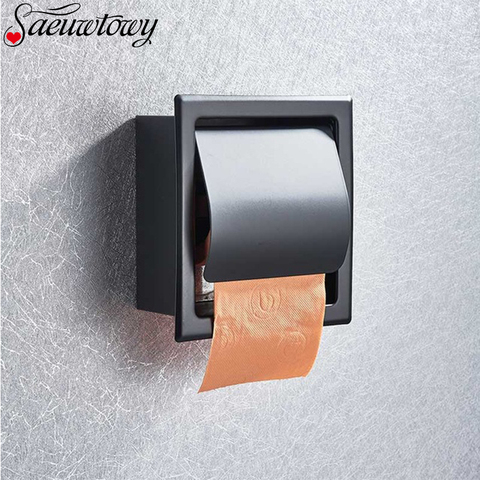 Wall-Mounted Black Chrome Toilet Paper Holder Stainless Steel 304 Roll Paper Tray Free Shipping Toilet Bathroom Roll Paper Tray ► Photo 1/6