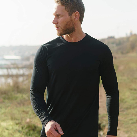 2022 Men's 100% Merino Wool Thermal long sleeve T Shirt Base Laye Merino Wool Shirt 240g Wicking Breathable Anti-Odor Size S-XXL ► Photo 1/6