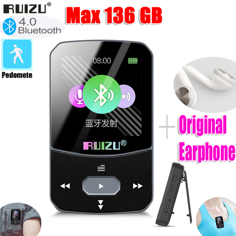 New Arrival Original RUIZU X52 Sport Bluetooth MP3 Player 8gb Clip Mini with Screen Support FM,Recording,E-Book,Clock,Pedometer ► Photo 1/6