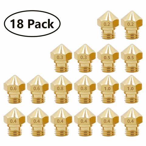 MK10 Nozzle for 3D Printer,18Pcs M7 Brass Extruder Head Hotend Nozzles 0.2/0.3/0.4/0.5/0.6/0.8/1.0 mm fit 1.75mm Filament ► Photo 1/6