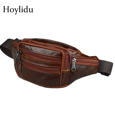 Genuine Leather Casual Men's Waist Fanny Packs Designer Hip Belt Bag For Mobile Phone Travel Women Chest Shoulder Bag Cross Body ► Photo 1/6