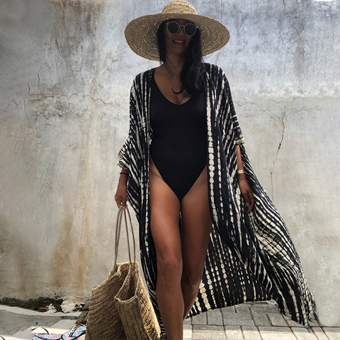 Embroidery Kaftan Beach Tunic Cotton Beach Cover up Saida de Praia Swimsuit Women Bikini cover up Pareo Sarong Beachwear N1225 ► Photo 1/6