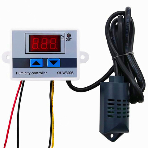 0~99%RH Digital Humidity Controller XH-W3005 12V 24V 110V 220V Humidistat Hygrometer Control Switch Hygrostat + Humidity Sensor ► Photo 1/5