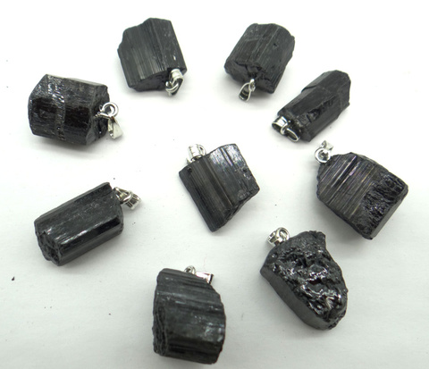 wholesale natural black tourmaline tourmaline repair ore can be used pendant for diy jewelry making necklace Accessories 10pcs ► Photo 1/4