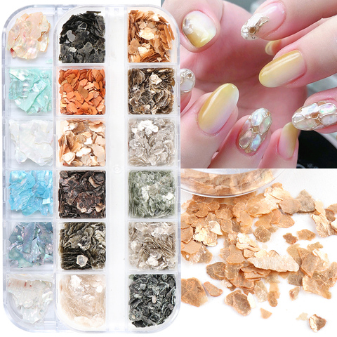 3D Abalone Shell Nail Art Decorations Glitter Irregular Marble Mica Slice Gradient Pearl Jewelry Manicure Paillette Flakes TRYM ► Photo 1/6