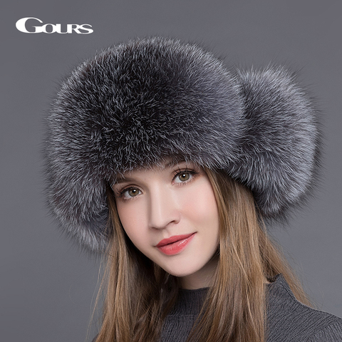 JKP 2018 Real Fox Fur Hat Female Winter Russian Hat Luxury Fur Caps 