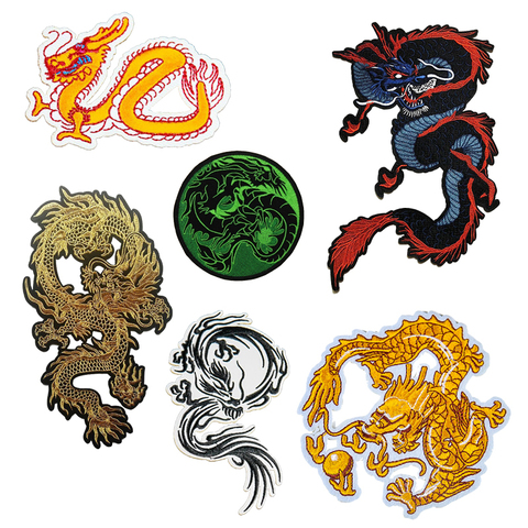 Fine Chinese Dragon Embroidered Patches Creative Red Blue Green Applique Handmade DIY Clothes Sewing Supplies Accessories ► Photo 1/6