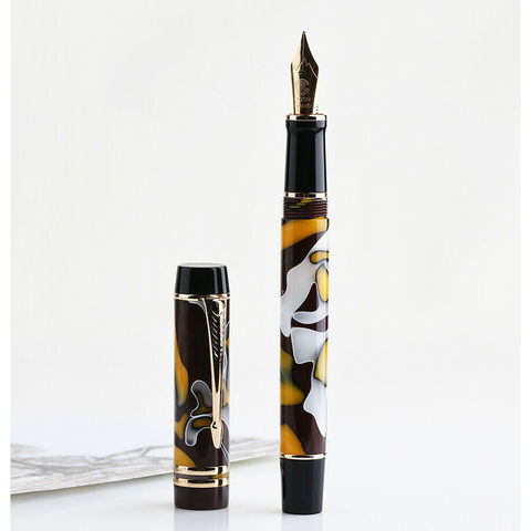 Moonman M600S Celluloid Amber Fountain Pen F/M/Bent Nib with Converter Excellent Quality Office Business Writing Gift Ink Pen ► Photo 1/6