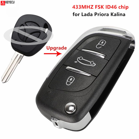 KEYECU Upgrade new DIY Flip Remote Key 433MHZ FSK ID46 chip for Lada Priora Kalina 3 Buttons ► Photo 1/3