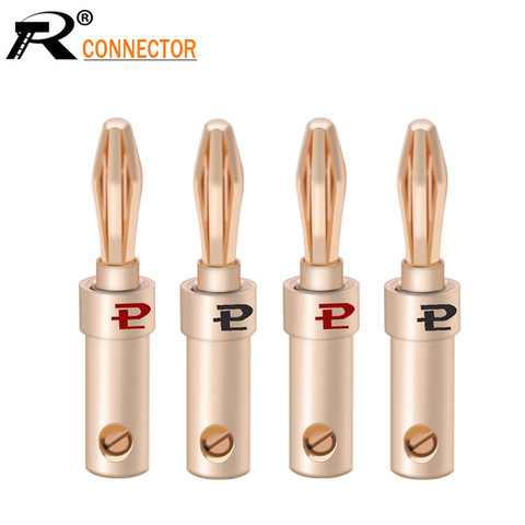 4pcs 24K Gold-plated Copper Banana Speaker Plug Connector Adapter Audio Banana Connectors for Speaker Wire Amplifiers ► Photo 1/6