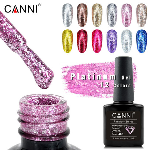New CANNI perfect platinum gel color coat long lasting chrome nail gel polish 7.3ml Nail Manicure glitter foil color Gel Varnish ► Photo 1/6