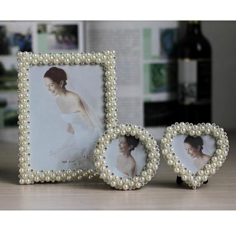 Hot Selling Newest 3 6 7 8 10 Inch ABS Frame Inlaid Pearl Wedding Photo Frame Birthday Gift Item Picture Desktop Frame ► Photo 1/6