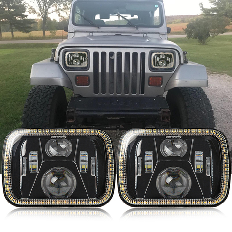 110W 5X7 7X6 inch Rectangular Sealed Beam LED Headlight With DRL for Jeep Wrangler YJ Cherokee XJ H6014 H6052 H6054 LED ► Photo 1/6