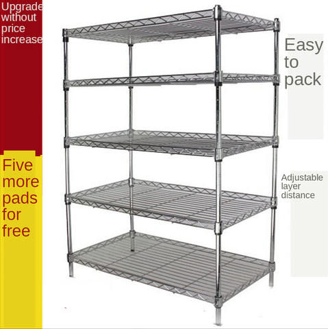 Stainless Steel Color Five Layer Shelf Kitchen Storage Rack Floor Metal Balcony Multi Shelf Storage Room Finishing Shelf ► Photo 1/1